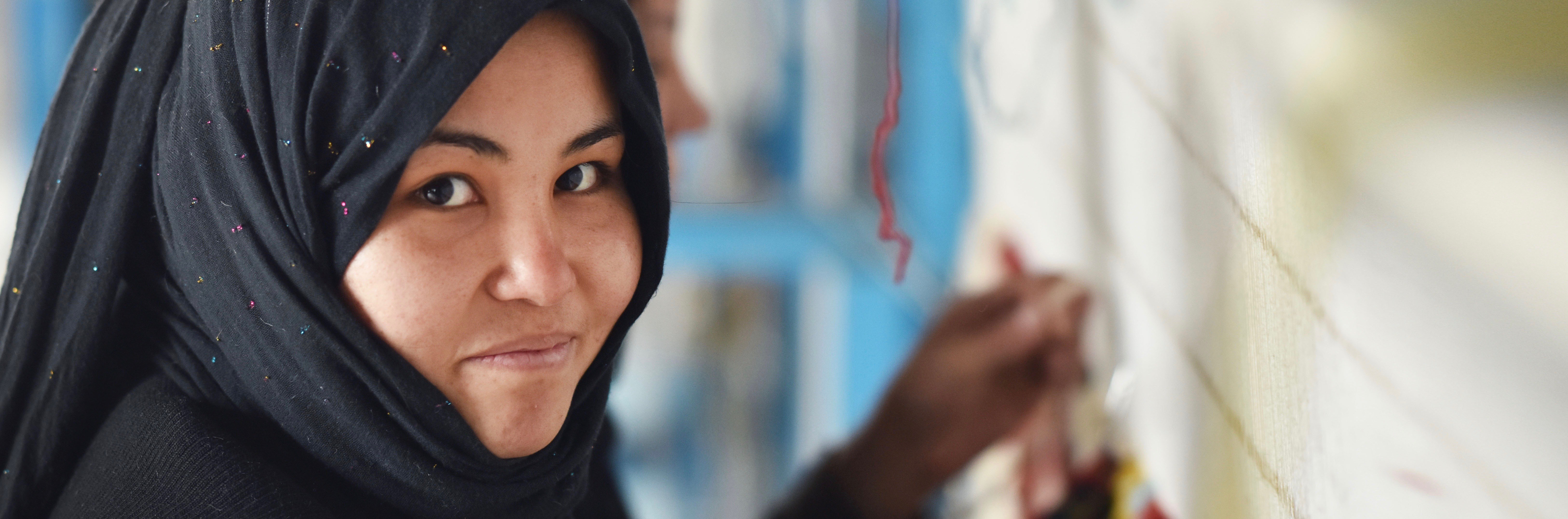 Afghanistan Weaver at Loom